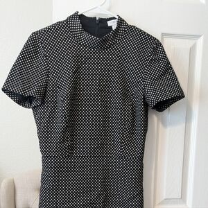 J. Crew Black and White Polka Dot Midi Dress